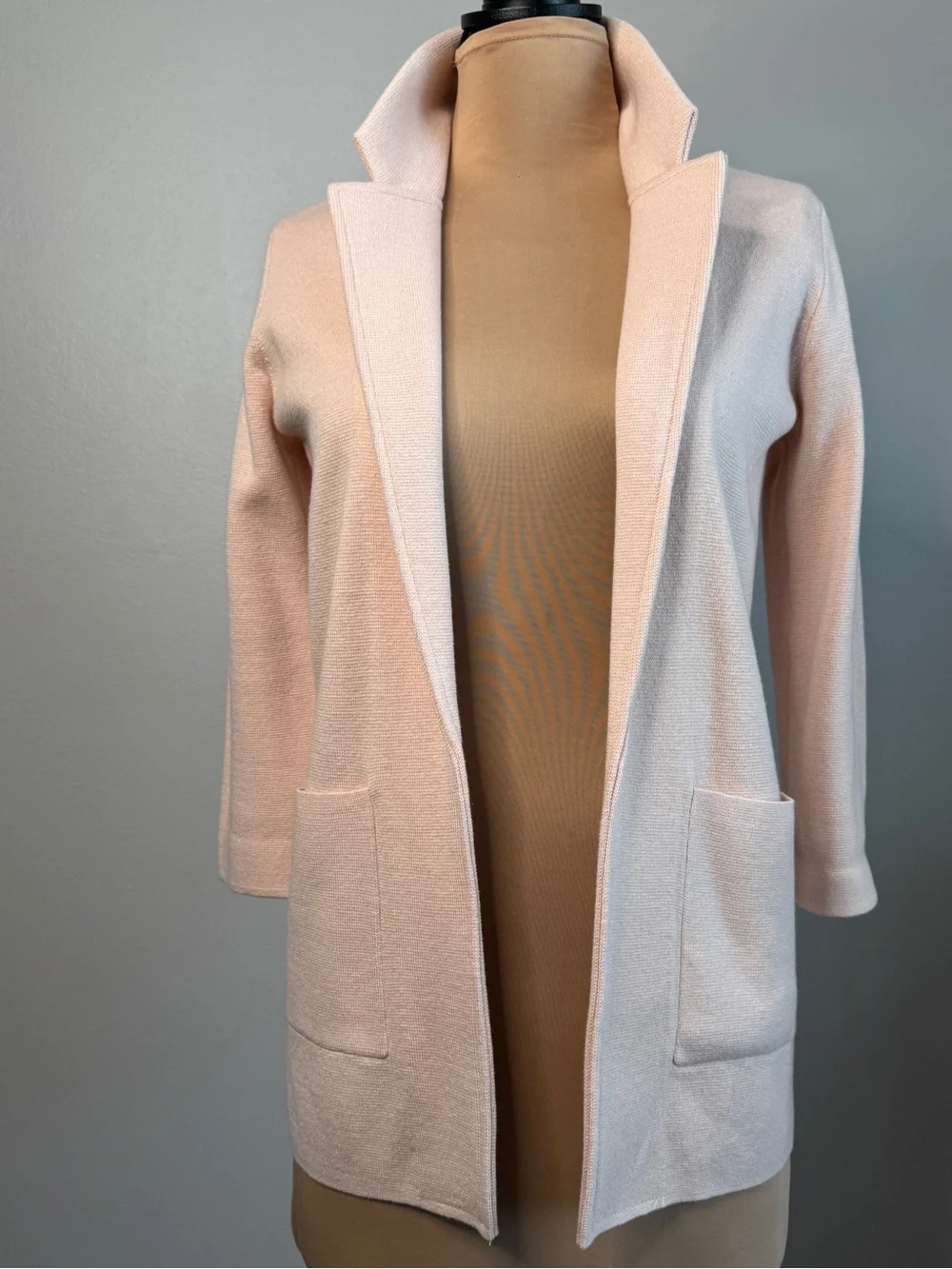 J.Crew Sophie Open Pockets Cardigan Jacket Blazer Blush Pink Wool Cotton XXS 2XS